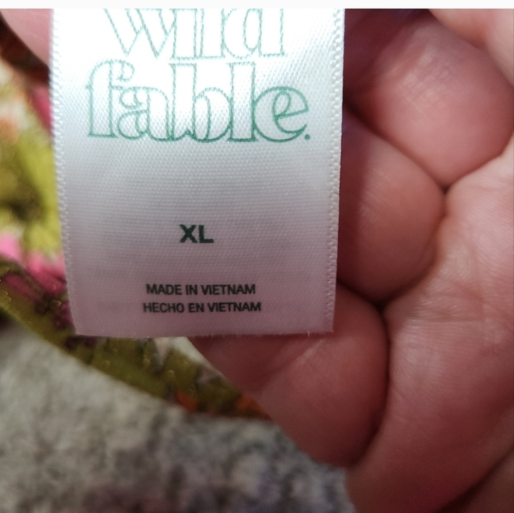 Women's Beaded Strap Triangle Bikini Bottom Wild Fable Pink Floral XL(16) - Picture 6 of 11